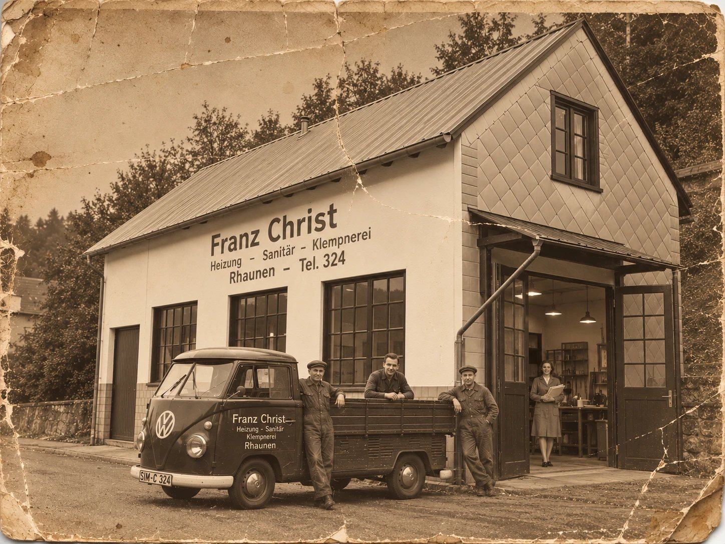Das Firmengebäude von Franz Christ in Rhaunen in den Anfangsjahren